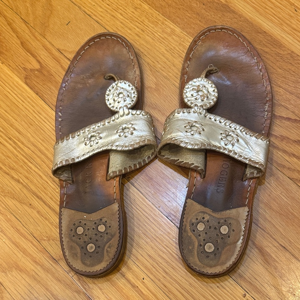 Jack Rogers Gold Leather Sandals